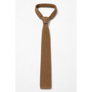 Private Club Knit Tie Mens OS Tan 100% Virgin Wool Square Tip Textured Necktie
